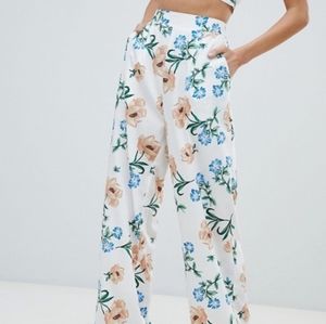 floral wide leg pants